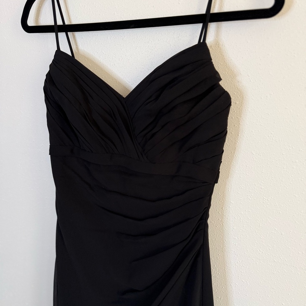 Vintage Y2K ALYCE Designs Black Chiffon Ruched Formal Dress Size 4 - Picture 13 of 14